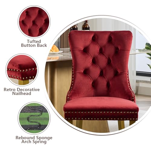 Burgundy Velvet Dining Chairs Set of 6 (Burgundy)