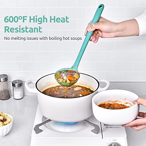 13 inch Silicone Soup Ladle (Large (4oz, 13in) / Aqua Sky)
