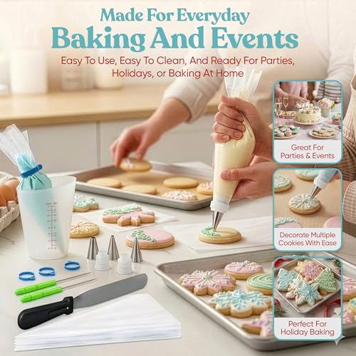 Royal Icing Tools Set 67 Pc Cookie Decorating Kit with Piping Bags
