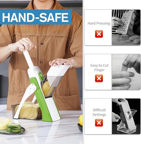 Safe Mandoline Slicer for Kitchen (Green)