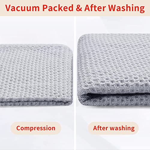 100% Cotton Waffle Weave Kitchen Dish Towels 6 (Light Gray / 13 X 28 - 6 Pack)