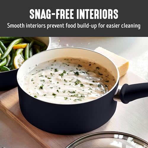 2.5QT Ceramic Nonstick Saucepan with Glass Lid (2.5 Quarts / Black)