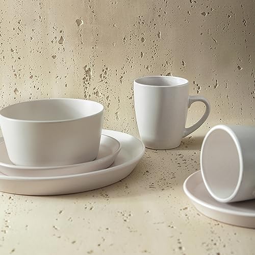 Albie Stoneware 16 Piece Modern Dinnerware Set (16 Piece - Service for 4 / White Speckled)