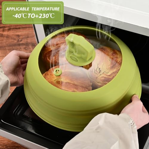 Collapsible Silicone Microwave Splatter Cover for Food Plate Bowl 11.8 inch (Green (Regular style) / 11.8 inch)