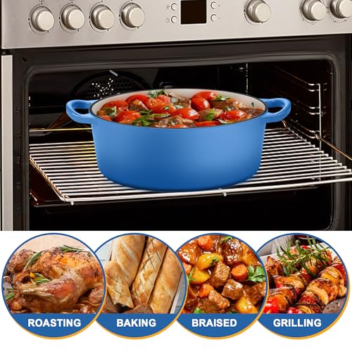 7QT Oval Dutch Oven Pot with Lid (7 QT-Oval / Blue)