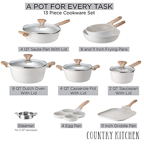 Non Stick Cast Aluminum Cookware Set (Cream / 13 Pc.)