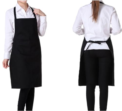 4 Pack Bib Chef Apron (2 pockets -Long (4 packs) / Black)