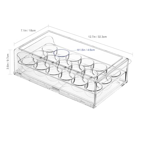 Egg Container for Refrigerator BPA Free Refrigerator Organizer Bins (18 Egg Holder)
