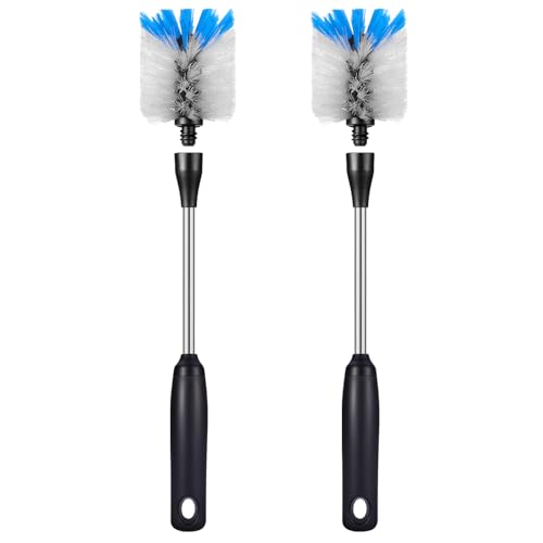 Stainless Steel Bottle Brush with Replaceable Head (White / 13 Inch (Pack of 2))