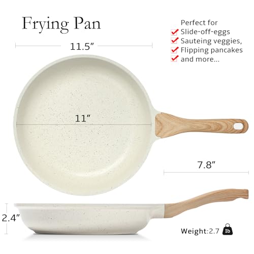 Nonstick Ceramic Frying Pan Skillet (11" / White)