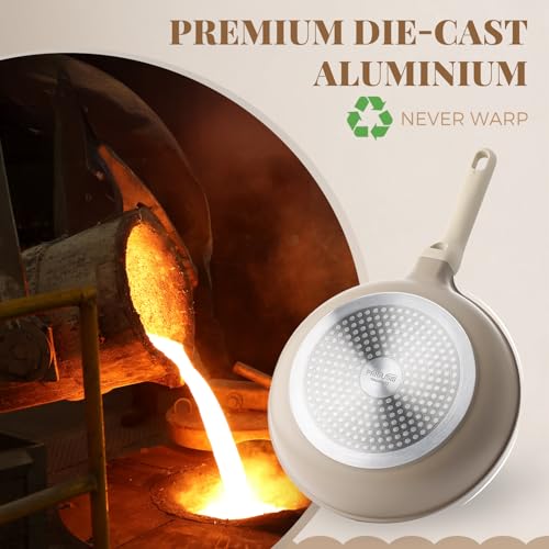 Nonstick Frying Pan with Lid (8" W/Lid / Natural Linen)