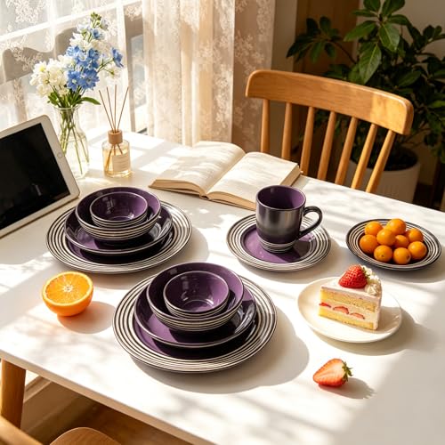 HomeVss 48 Piece Dinnerware Set (Lavender / Service for 8 - 48pc Set)