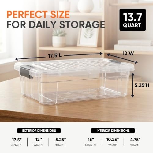 13.7 Quart Clear Plastic Storage Bin with Lid (13.7 Quart)