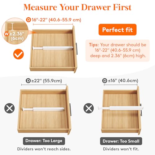 2.36" Upgrade Kitchen Drawer Dividers (2.36"H, 16-22"L)