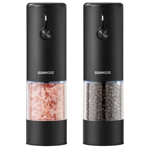 Black Stainless Steel Electric Salt and Pepper Grinder Set with Dust Cover (2pack+all black)