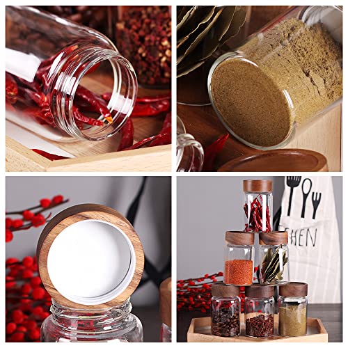 6 Pcs Small Glass Spice Jars with Label (clear 6set)