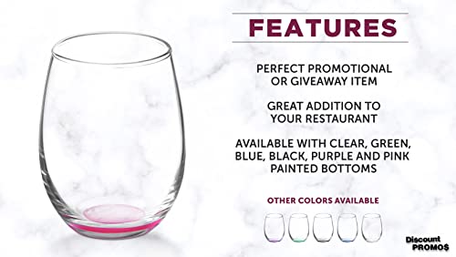 Stemless Wine Glasses by ARC 5.5 oz. Set of 12 (Blank - Pink / 12 Glasses)