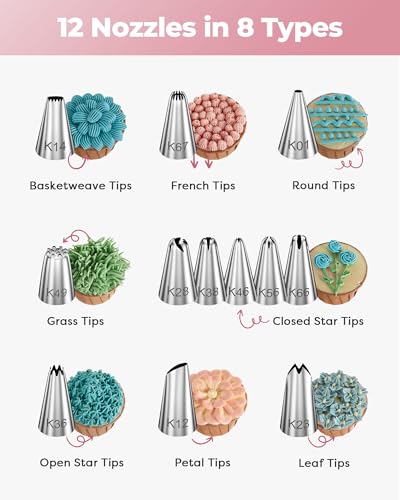 71 Cake Decorating Kit Baking Supplies Tools for Beginners & Pros (Pink)