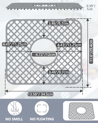2 Pack Silicone Sink Mat Protector for Kitchen Sink (Gray)