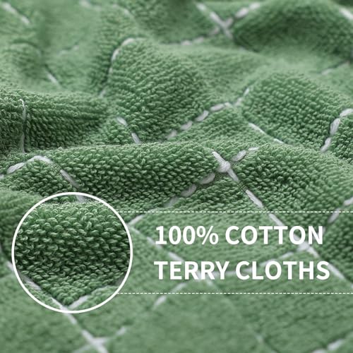 100% Cotton Terry Kitchen Towels (Grass Green / 13 X 28 - 12 Pack)