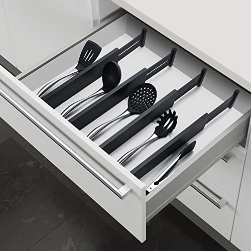 4 Pack Bamboo Drawer Dividers 2.6" High (Black / 12-17 INCH)