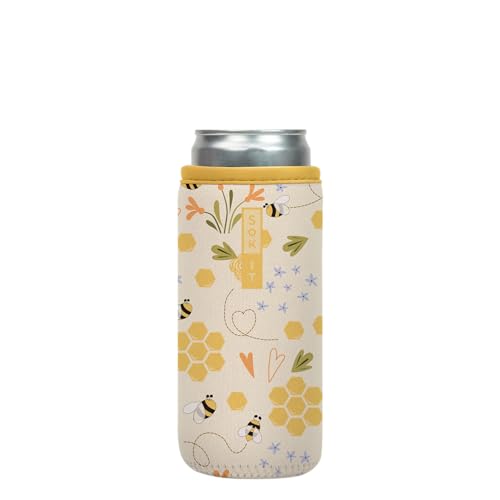 CanSok Sleeve for Beer & Soda Insulated Neoprene Cover (Honeycomb Buzz / 12oz Slim Can Sleeve)
