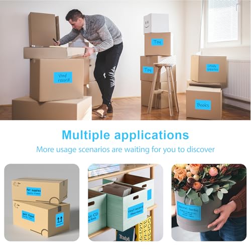 3 x 5 inch Home Moving Box Labels for Storage Bins 300pcs Colored Blank Label Sticker for Shipping Thermal Printer Color Coding Rectangle Moving Labels for Packing Boxes Sky Blue (Sky Blue)