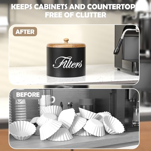 Wooden Coffee Filter Holder with Lid (Wood Black)
