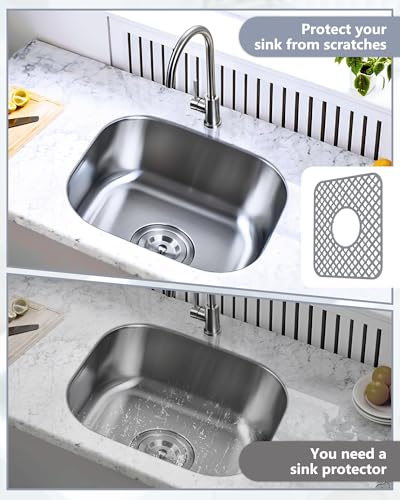 2 Pack Silicone Sink Mat Protector for Kitchen Sink (Gray)