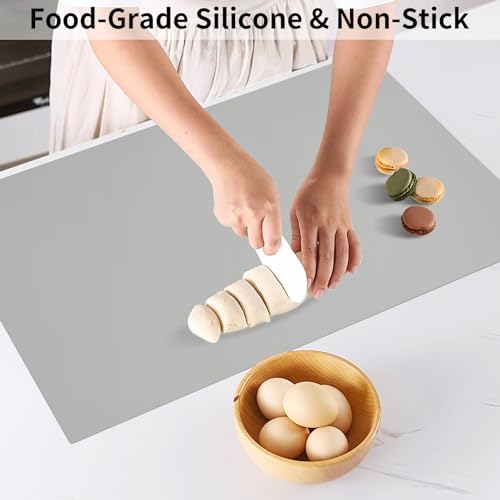 Silicone Mats for Kitchen Counter Thicker Extra Large Heat Resistant Mats Countertop Protector Liners for Bottom of Oven Air Fryer Coffee Maker (24"L x 16"W / Gray)