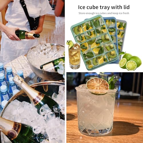 Ice Cube Trays (Grey+Green+Blue / 3 Pack)