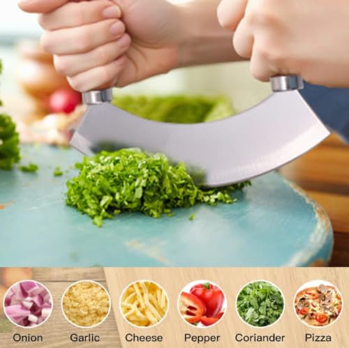 5.4 Inch Stainless Steel Mezzaluna Knife (5.4 Inch Gold)