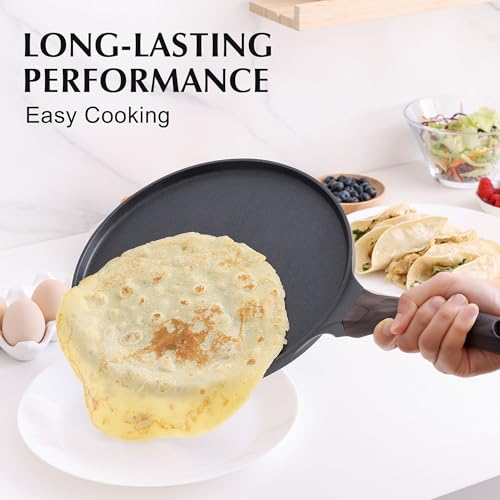 10 Inch Nonstick Crepe Pan Granite Coating Pancake Pan Black (Black / 10 Inch)