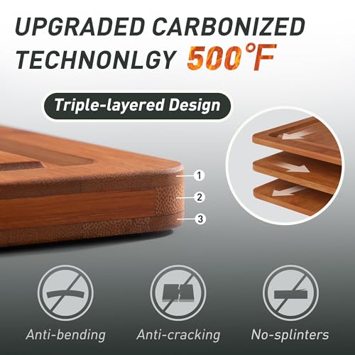 Bamboo Cutting Board Set Non Slip Feet with Holder Over Sink Father Day Dad Parents Papa Stepdad Pappy Poppy Pawpaw Who Want Nothing Everything Future Groom Bride Christmas Happy Birthday Gifts Ideal (Brown / 4 Pack with Holder)