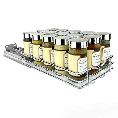 Pull Out Spice Organization for Cabinets (Chrome / 6-1/4" - 1 Tier)