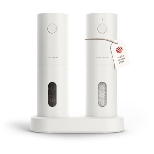 Electric Salt and Pepper Grinder Set (Pure White / Set of two electric grinders)