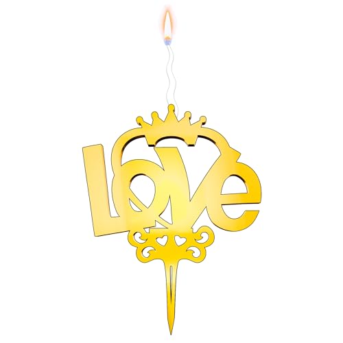 Love Reusable Gold Romantic Cake Candle (Love Big)