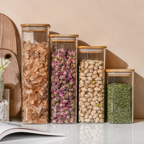 56oz 1.8Qt Rectangle Glass Storage Containers with Lids 4 (56oz*4)