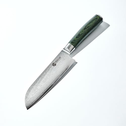 7" Japanese Damascus Stainless Steel Santoku Knife (Green / 7 Inch Santoku Knife)