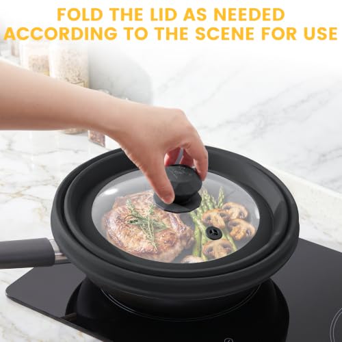 Silicone Microwave Splatter Cover Collapsible for Food Plate Bowl 9.8 inch (black / 9.8 inch)