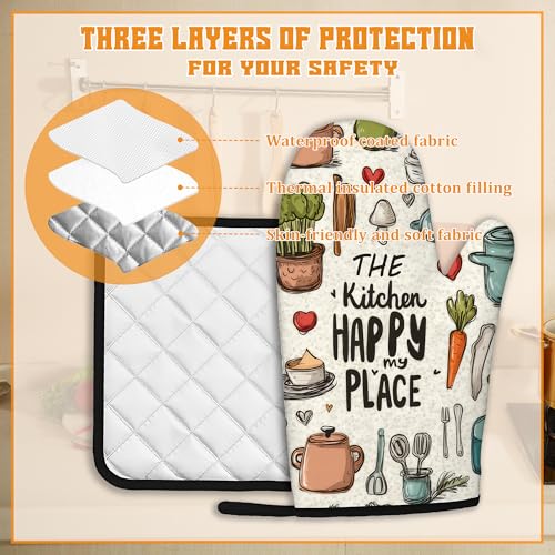 Oven Mitts and Pot Holders (Funny Kitchen Utensil the Kitchen is My Happy Place)