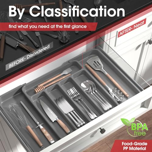 Silverware Drawer Organizer (Medium / Grey)