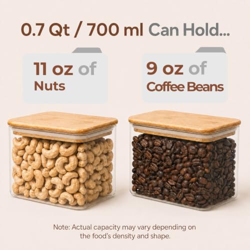 Small Glass Containers with Lids 0.7 Qt (0.7 qt x 6)