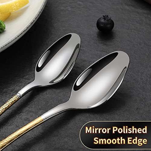 Hammered Silver Gold Silverware Set for 8 (Silver Gold / 40 Pieces Set)