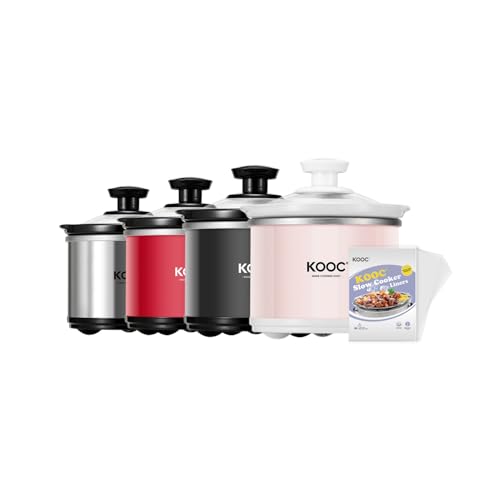 0.65 Qt Mini Slow Cooker with Free Liners Included (Pink / 0.7 Quarts)