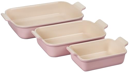 Stoneware Heritage Rectangular Baking Dish (3-Piece Dish Set / Chiffon Pink)
