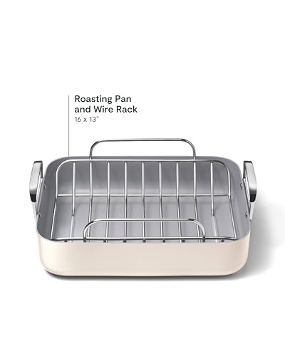 Roasting Pan 16x13" Roasting Pan with Rack (Cream)