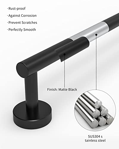 24 Inch Towel Bar Black Towel Rack for Bathroom Kitchen Towel Holder SUS304 Stainless Steel RUSTPROOF Wall Mount Total Length 26 inch (Matte Black / 24 inch(Center to Center))
