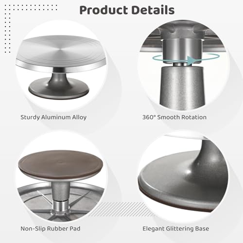 Aluminium Alloy Revolving Cake Stand (Gray)