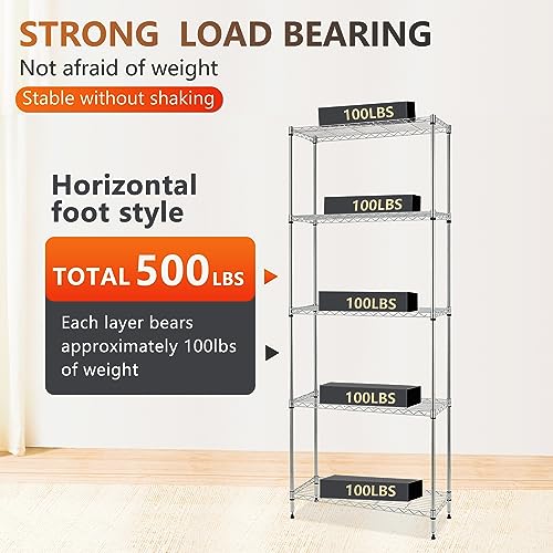 5 Tier Wire Shelf (Chrome / 24×14×59)